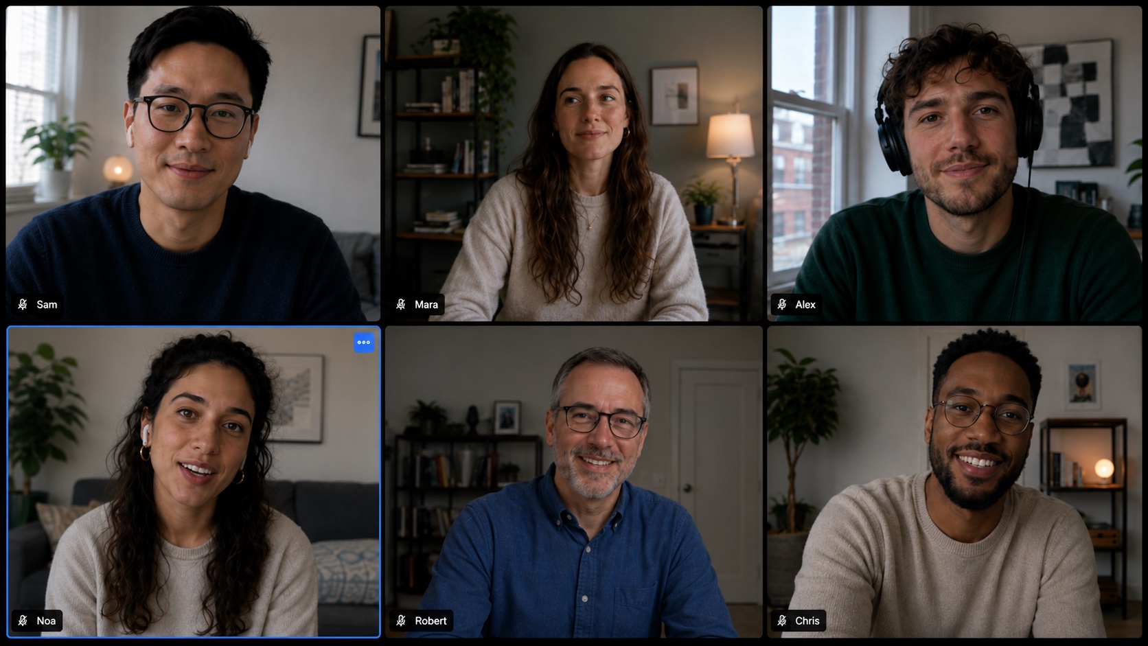 ORION Meet tile view: a six-person video call